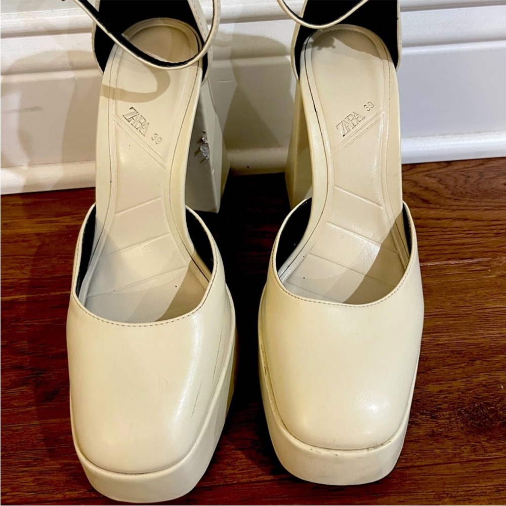 Zara chunky nude platform heels